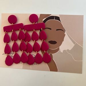 NEW Magenta Chandelier Clay Earrings